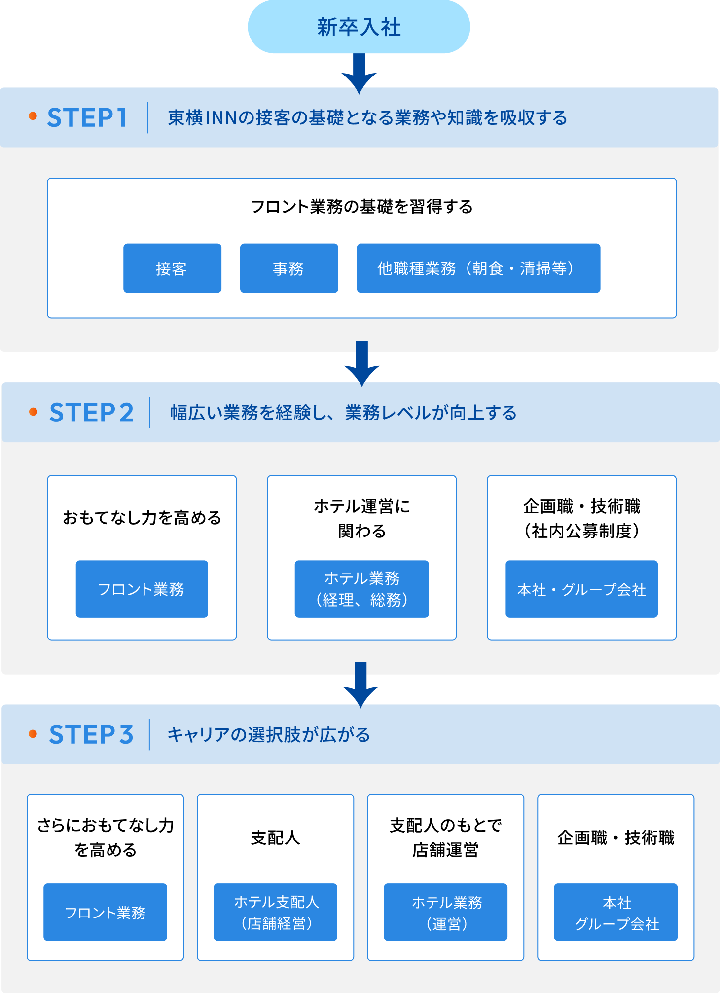 入社後のキャリアパス事例の図解